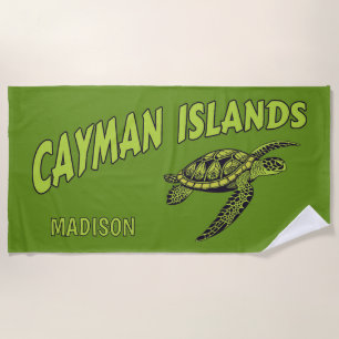 Toalha De Praia Nome Personalizado Cayman Islands Turtle