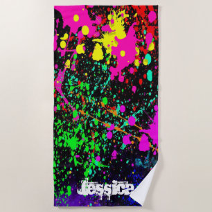 Toalha De Praia Nome Personalizado da Pintura do Splatter