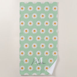 Toalha De Praia Nome Personalizado Daisy Floral Beach Towel