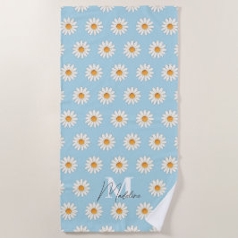 Toalha De Praia Nome Personalizado Daisy Floral Beach Towel