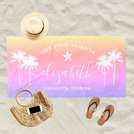 Toalha De Praia Nome Personalizado das Raparigas das Árvores de Pa