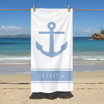 Nome Personalizado de Âncora Náutica Azul