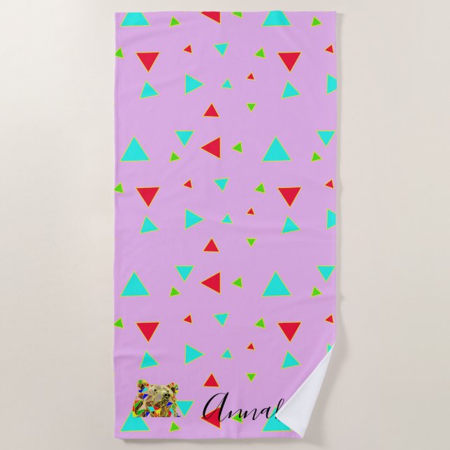 Toalha De Praia Nome personalizado de Pop rosa (Frente)