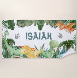 Toalha De Praia Nome Personalizado Dinossaur Beach Towel