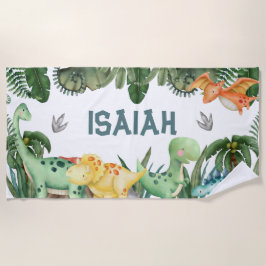 Toalha De Praia Nome Personalizado Dinossaur Beach Towel