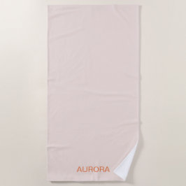 Toalha De Praia Nome Personalizado do Beige do Blush Elegante