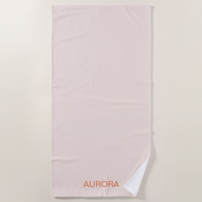 Toalha De Praia Nome Personalizado do Beige do Blush Elegante (Frente)