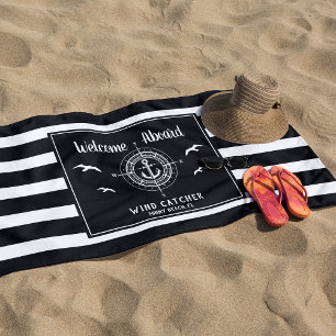 Toalha De Praia Nome personalizado do boi Bem-vindo a bordo Compas