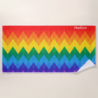 Toalha De Praia Nome Personalizado do Gradiente do Arco-Íris | Est
