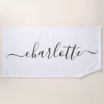 Toalha De Praia Nome Personalizado do Script de Tendência do Cute<br><div class="desc">Nome de script de tendência de corte Toalha de praia personalizada em branco</div>