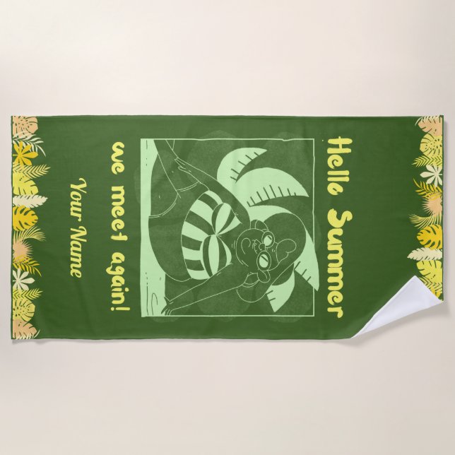 Toalha De Praia Nome Personalizado Funny Tropical Summer Beach Tow (Frente)