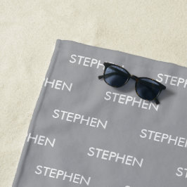 Toalha De Praia Nome personalizado minimalista cinza