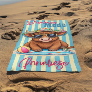 Toalha De Praia Nome personalizado "Modo de Verão" Design de Féria