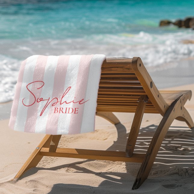 Toalha De Praia Nome Personalizado Noiva Faixa Rosa | Presente de  (Criador carregado)
