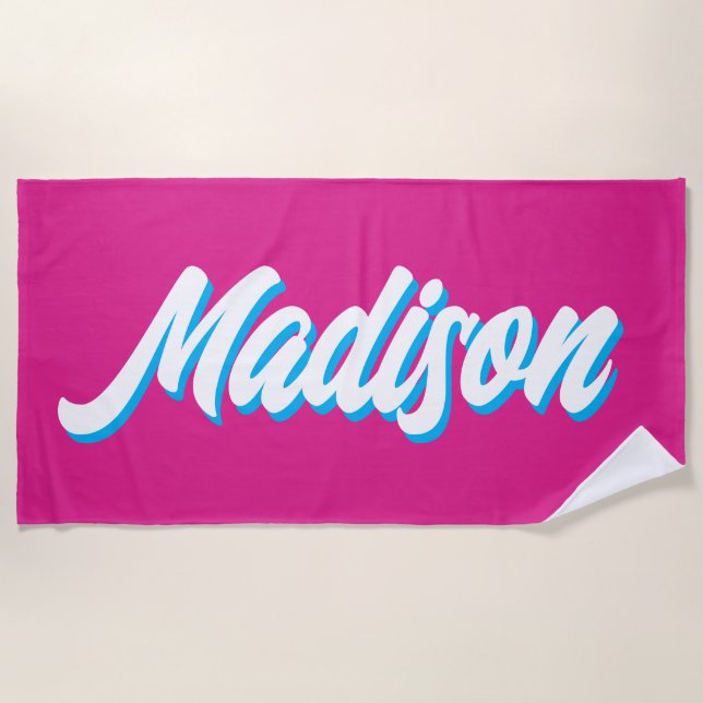 Toalha De Praia Nome Personalizado Retroativo Subterrâneo de Pisci (Frente)