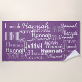 Toalha De Praia Nome personalizado roxo