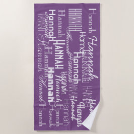 Toalha De Praia Nome personalizado roxo