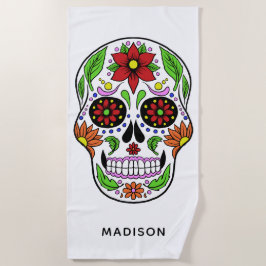 Toalha De Praia Nome personalizado Sugar Skull Beach tower
