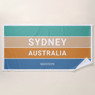 Toalha De Praia Nome personalizado Sydney Austrália / SEU TEXTO