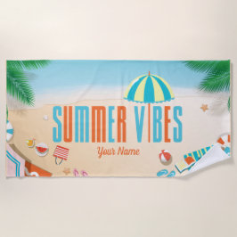 Toalha De Praia Nome Personalizado Vibes Tropicais Summer Beach To