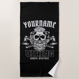 Toalha De Praia NOME Personalizado Viking Nordic Warrior Heritage