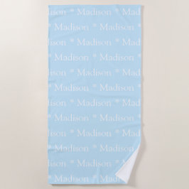 Toalha De Praia Nome personalizável, texto, branco azul claro