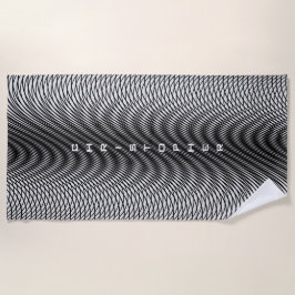 Toalha De Praia Nome personalizável Trippy Black White Effect