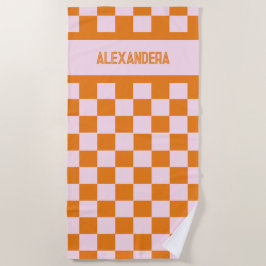 Toalha De Praia Nome Pink Orange Sunset Bachelorette