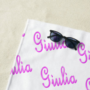 Toalha De Praia Nome Rosa Mosaico Giulia, Beach Towel