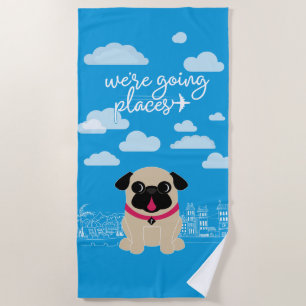 Toalha De Praia Nós somos Pug indo do viagem dos lugares
