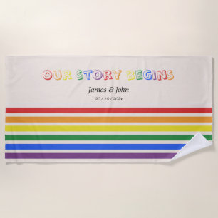 Toalha De Praia Nossa História Começa Arco-íris Bandeira LGBTQ Cas