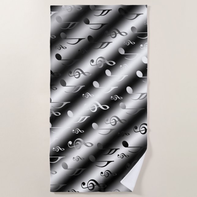 Toalha De Praia nota, música, metal, partituras, banda, clf, (Frente)