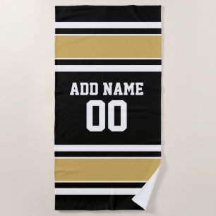 Toalha De Praia Número de Nome Personalizado de Futebol Dourado N