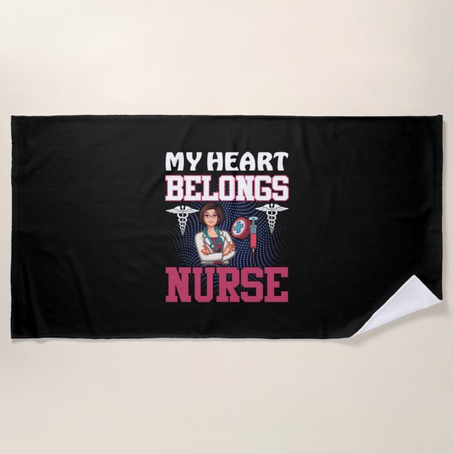 Toalha De Praia Nurse Gift | My Heart Belongs Nurse (Frente)