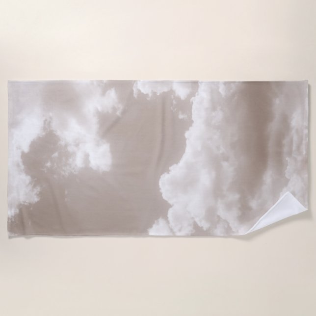 Toalha De Praia Nuvens bege Suave 5 #nuvens #arte (Frente)