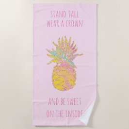 Toalha De Praia O abacaxi bonito do arco-íris & do ouro seja um