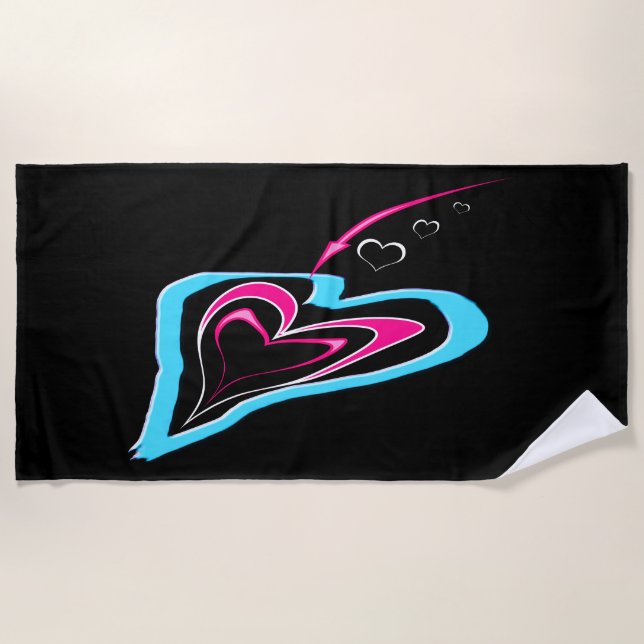 Toalha De Praia O amor é um rastro de corações (Frente)