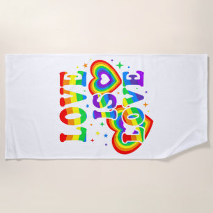 Toalha De Praia O Amor LGBTQ é Amor Orgulho Gay Bandeira do Arco-Í