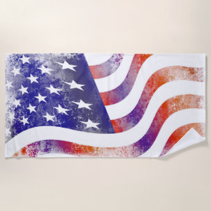 Toalha De Praia O patriótico grunge que flui a bandeira americana,