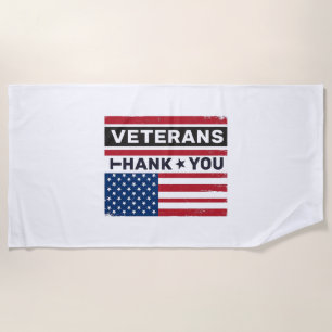 Toalha De Praia Obrigado Veteranos Design de Vetor de Bandeira Ang