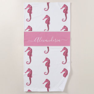 Toalha De Praia Ocean Seacavalo Tropical pré-pia rosa Beach Towel