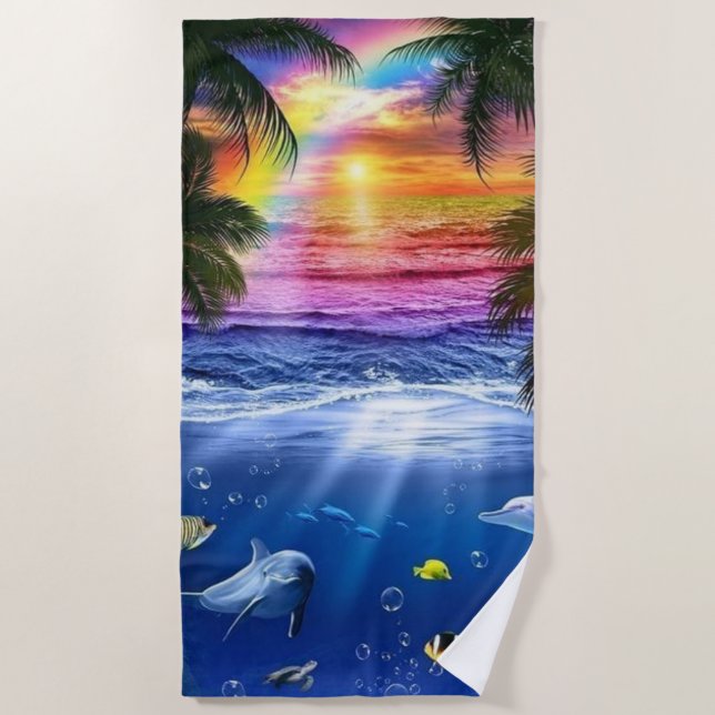 Toalha De Praia Ocean Sunrise Beach Towel (Frente)