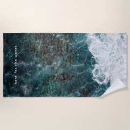 Toalha De Praia Ocean waves in dark teal, customizable