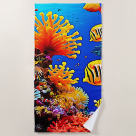 Toalha De Praia Oceano Colorido com Vida Submarina