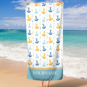 Toalha De Praia Oceano de Banhista de Âncora Náutica Personalizada