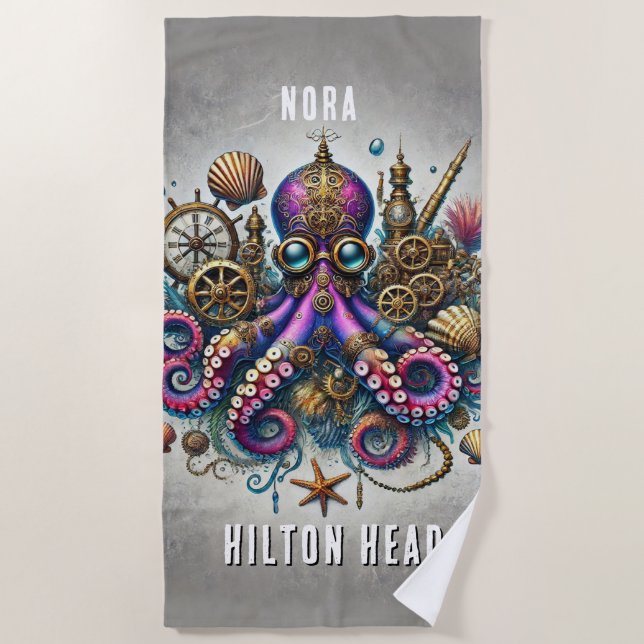 TOALHA DE PRAIA OCTOPUS DE ROUPAS BRANQUEIRAS BRANCAS (Frente)