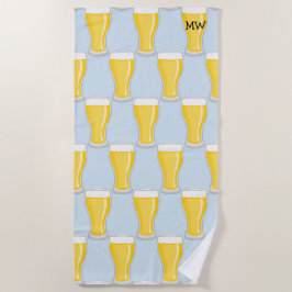 Toalha De Praia Óculos de cerveja - Personalize com suas iniciais 