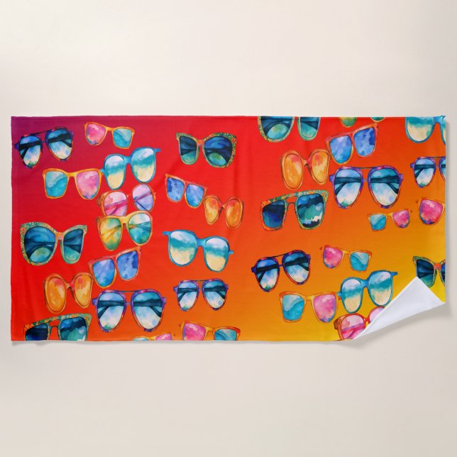Toalha De Praia Óculos de sol Boho Víbos de verão (Frente)