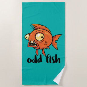 Toalha De Praia Odd Fish Quirky Funny Orange Goldfish Cartoon