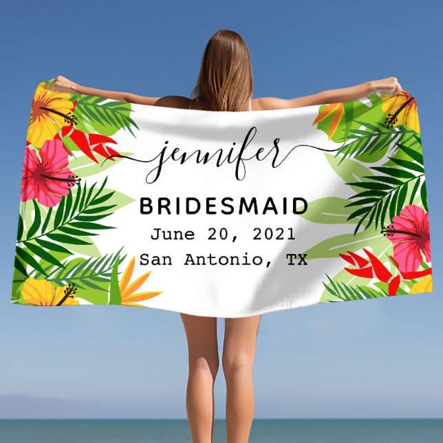 Toalha De Praia Oferta de Bridesmaid Personalizada, Bachelorette P (Personalized Bridesmaid Gift, Bachelorette Custom Beach Towel)